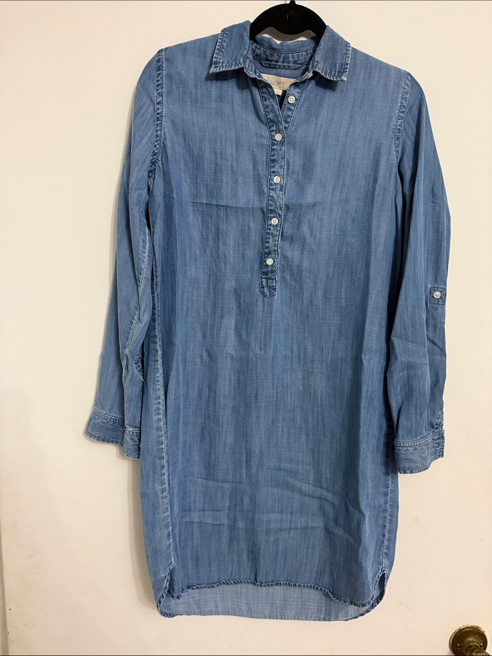 LOFT Light Blue Chambray Long-Sleeve Tunic Dress size small